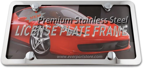 LFPartS Premium Slim Style Stainless Steel License Plate Frame (4 Holes, Polished Mirror Finish)...