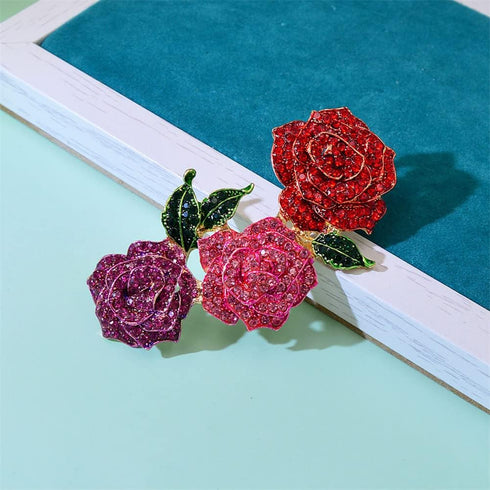 Fashion rose brooch Rhinestone alloy botanical corsage Korean popular clothing accessories silk scarf buckle accessories...