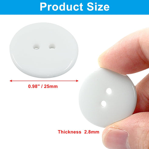 50 Pcs Premium 2-Hole Resin Sewing Buttons - White Round Mixed Buttons for Sewing, DIY, and Holiday Decoration (White)...