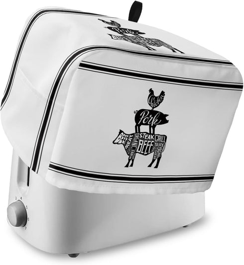 Toaster Dust Cover with Pockets, Farmhouse Cow Pig Chicken Black White Pattern Soft Washable 2 Slice Toaster Cover, Dust-proof Cover for Small App...
