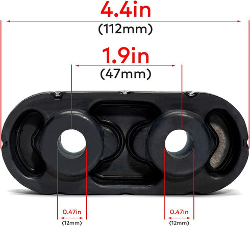 Exhaust Hanger Rubber with Stainless Steel Inside, Universal Hole Size Diameter 12mm (0.47inch), Muffler Bracket Mount, High Density Rubber Isolat...