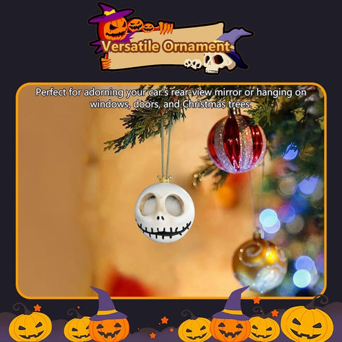 Car Mirror Decor Hanging Skull Accessories Halloween Swinging Skeleton Goth Pumpkin Ornament Rearview Interior Decoration Ghost Gift Beige...