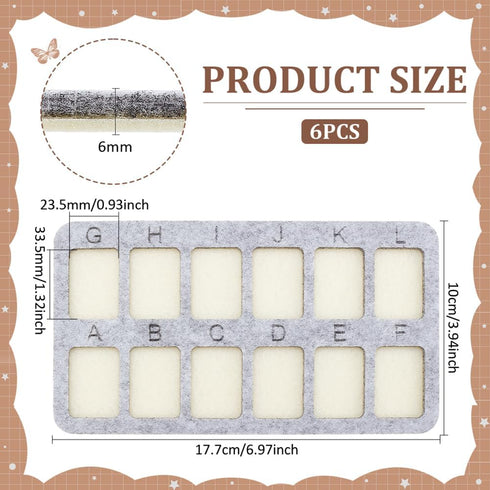 BENECREAT 6Pcs Gray Felt Bead Mat, A-L 12 Grids Rectangle DIY Beading Boards, 7x4inch Beading Design Mat Storage Tray for Jewelry Making, Beading ...