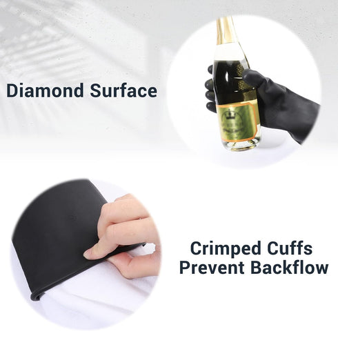 Thick Chemical Resistant Rubber Gloves, Waterproof Cleaning Protective Heavy Duty Gloves, 18" Black Safety Work Gloves, Acid/Alkali/Oil Resistant ...