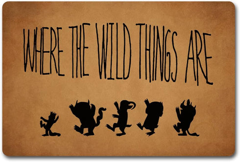 Funny Entry Rugs for Inside House Decor Indoor Rubber Doormat Where The Wild Things are Personalized Monogram Kitchen Rugs and Mats with Anti-Slip...