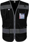 TCCFCCT Black Safety Vest for Men Women 9 Pockets High Visibility Reflective Vest for Safety, Work Vest with Reflective Strips, Meets ANSI/ISEA St...