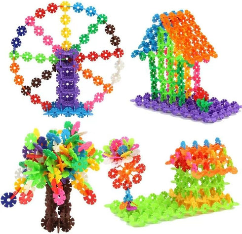 Snowflakes Building Blocks Set,Interlocking Plastic Construction Disc,Educational STEM Building Toys for Kids...