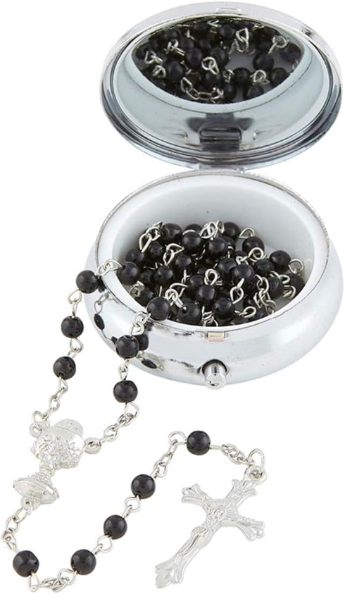 Needzo Boys Black Bread of Life First Communion Rosary with Case Gift Set, 18 Inch...