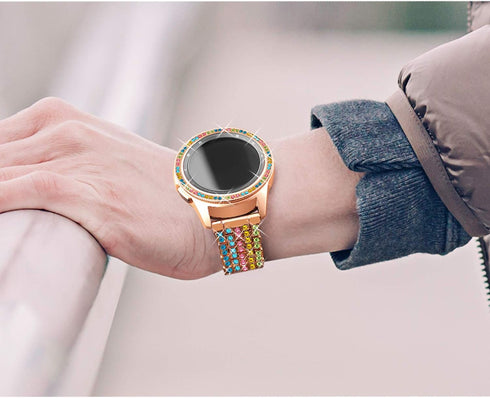 Dsytom Compatible with Samsung Galaxy Watch 42mm Band Women+ Bezel, 20mm Jewelry Watchband & Bezel Ring Cover Diamond Strap Bracelet for Galaxy Wa...