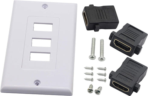 zdyCGTime 3-Port HDMI 2.0 Decorative Wall Plate - HDMI, Component, Composite Audio Video Wall Outlet Mount Panel, Supports 4K 60Hz, Perfect for Pr...
