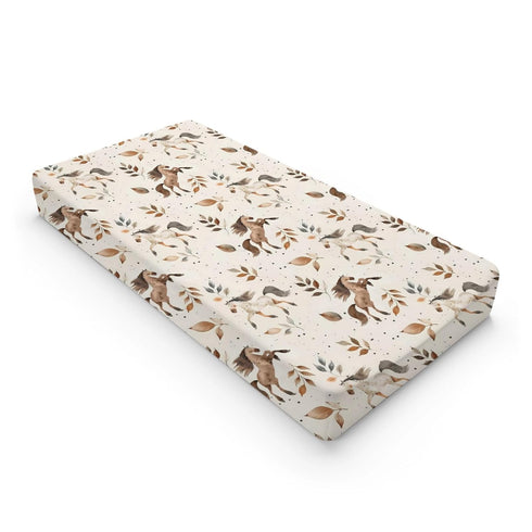 Farm Animals Horses Leaves Changing Pad Cover, Cute Horses Prints Baby Nursery Diaper Changing Table Pad Cover, Unisex Horses Animals Pattern Diap...