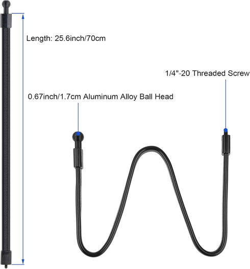 Phone Holder for Stroller/Treadmill/Shopping Cart/Pole,27.5" Length Arm 360°Adjustable Clip 1/4"-20 Threaded,Compatible with 3.5~7.5" iPhone/Smart...