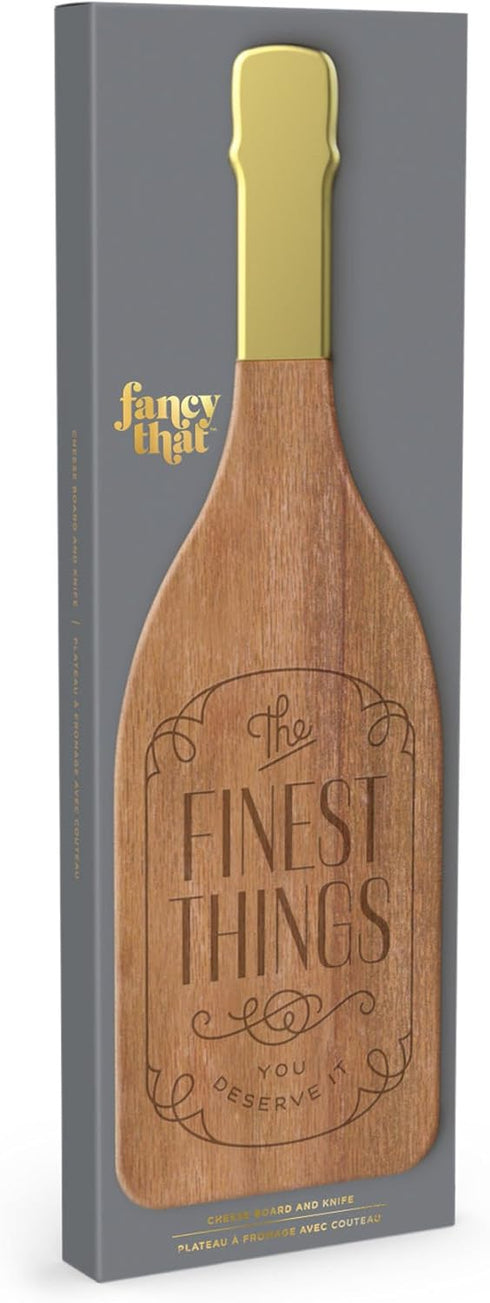Genuine Fred Champagne Acacia Wood Cheese Board with Knife, Assorted...