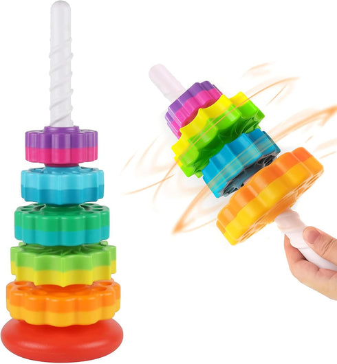 Baby Spinning Stacking Toys Sensory Toys for Toddlers 1-3, Rainbow Ring Spin Montessori Toys for Babies 6-12 Months, Autism Learning Toy for 1 2 3...