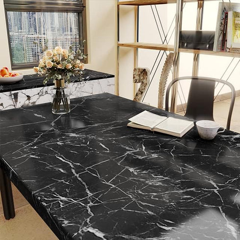 YENHOME Black Marble Contact Paper for Countertops Black Marble Wallpaper Peel and Stick Countertops Contact Paper 17.7"X118" Glossy Marble Peel a...