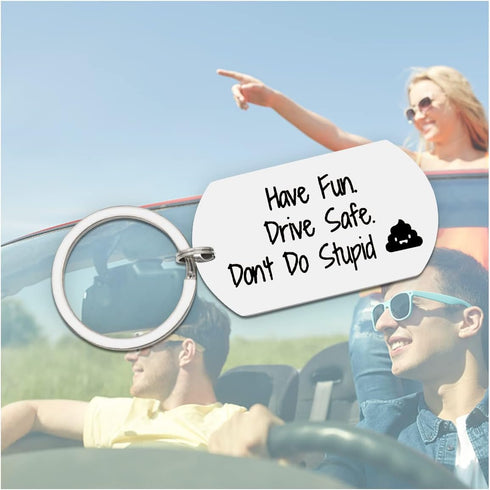 Teenager Gifts for Son Daughter Birthday Gift From Mom for Teens Boy Girls Have Fun Be Safe Don't Do Stupid Keychain...