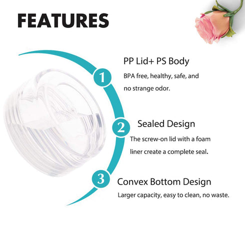 Tiny Cosmetic Containers, 3 Gram 25Pcs Sample Containers with Lids, BPA Free Clear Sample Jars for Makeup, Lotion, Eye Shadow, Powder, and Lip Bal...