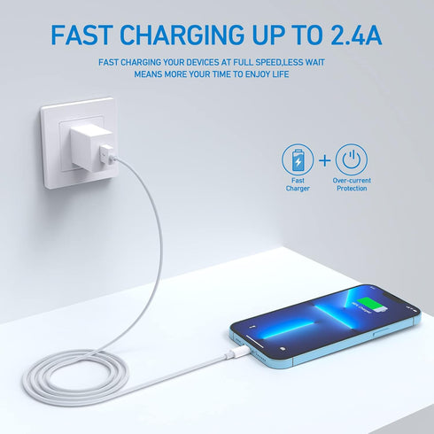 3-Pack 6ft Lightning Cable for iPhone, Fast Charging USB A to Lightning Cable, Compatible with iPhone 14 Pro Max/14 Pro/13/12, iPad, AirPods, MFi ...