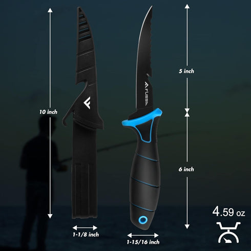 FLISSA Fish Fillet Knife, 5" Fishing Knife & Bait Knife with Protective Sheath, Non-Slip Handle, Belt Clip and Razor Sharp 8Cr13MoV Stainless-Stee...