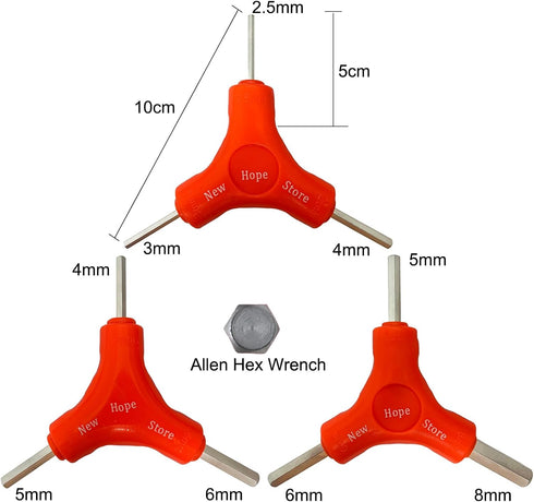 3-Way Bike Hex Wrench Set, Y Allen Wrench All-In-One Multifunctional Biking Maintenance Tool Cycling Torque Spanner Internal Hex Key Repair Tool f...