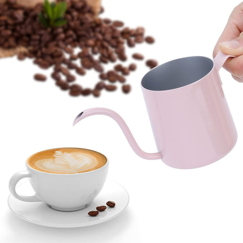 240ml Coffee Pouring Cup Long Narrow Spout Coffee Pouring Kettle Easy To Control The Water Flowing Pink Stainless Steel...