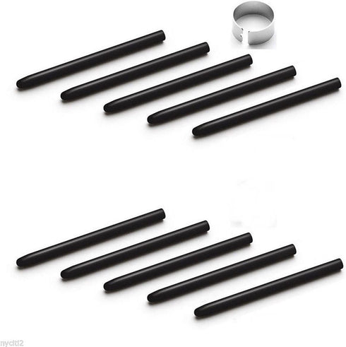 10 Pack Black Replacement Nibs with Removal Ring for Wacom Bamboo & Intuos Pens...