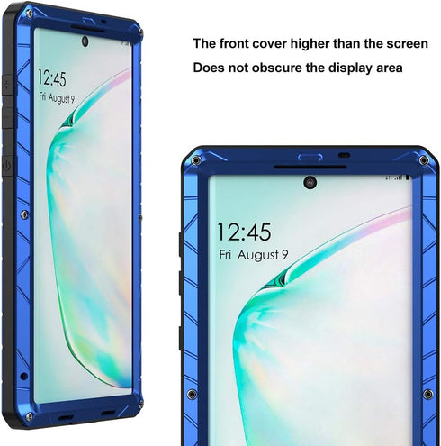Galaxy Note 10 Case Metal, Samsung Note 10 Case Heavy Duty, Gorilla Glass Cover Armor Aluminum Alloy Bumper Military Shockproof Hard Defender Outd...