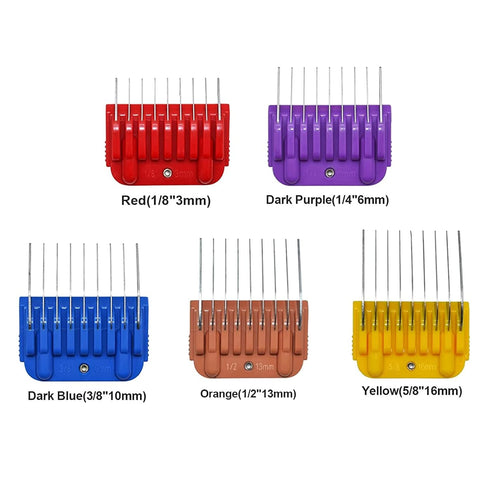 COSYONALL Animal Stainless Steel 5 Color Dog Guide Comb Set,Cutting Length 1/8"-5/8" for 10#/15#/30# A5 Detachable Blade,Compatible with Andis, Os...