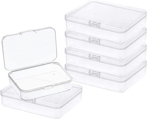 MFDSJ 6 Pcs Mini Plastic Storage Containers Box with Lid, 3.5x2.4 Inches Clear Rectangle Box for Collecting Small Items, Beads, Game Pieces, Busin...