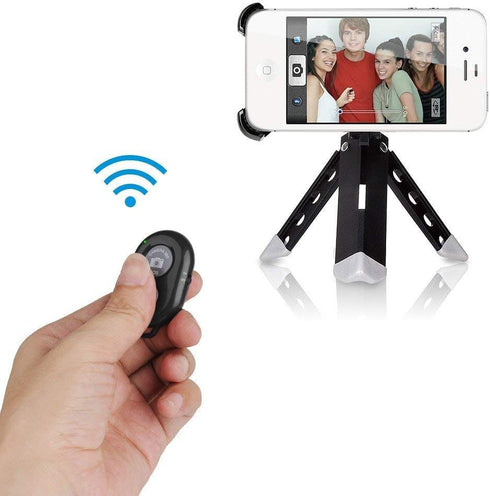2 Pack eCostConnection Wireless Remote Control Shutter Button for iPhone and Android Smartphones, Black, Microfiber Cleaning Cloth...
