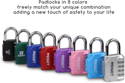 RESET-060 2 Pack 4 Digit Combination Lock Outdoor Padlock for School Gym Sports Locker Fence Toolbox Gate Suitcase Hasp Black...