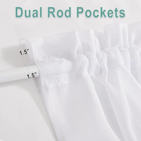 PONY DANCE Side Door Window Curtains for Front Door, French Door Curtain for Small Window Sidelight, White Voile Sheer Rod Pocket Kitchen Door Cur...