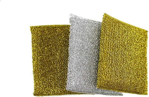 6 Pack Non-Scratch Scrub Sponges Pads, Cleaning Scrub Sponge, Dish Wash Sponge, Kitchen Sponge, Multi-Use Heavy Duty Scrub Sponge - 3 Pieces Silve...