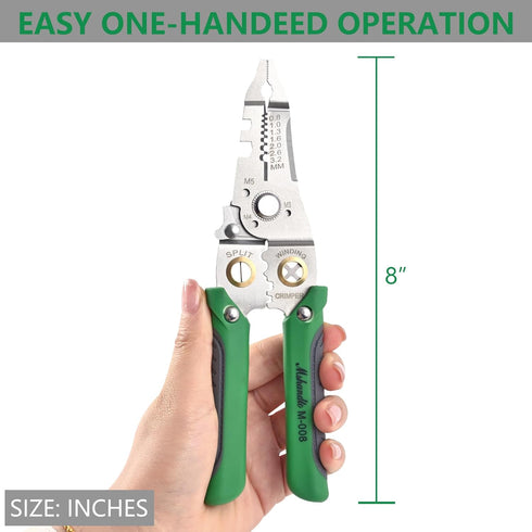 8" Wire Stripper, 10-1 Multifunctional Wire Stripper Crimper Cable Cutter Pliers, Professional Wire Strippers Electrical Wire Crimper, Wiring Tool...