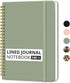 Lined Spiral Journal Notebook for Women & Men, 140 Pages, College Ruled Hardcover Notebook for Work & Note Taking, Journals for Writing, A5 - Gree...