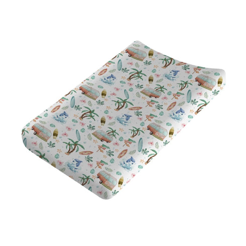Boho Surfing Summer Beach Changing Pad Covers for Boy Girl 32''x16'' Coconut Tree Surfboard Bus Tropical Floral Leaves Wave Fitted Change Table Pa...