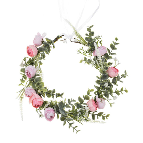 Floral Fall Artificial Baby Breath Flower Halo Wedding Crown Lilac Bridal Headpiece Greenery Crown HC-24 (F-pink)...
