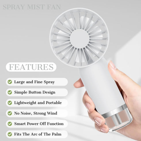 Portable Fan with Mist, Personal Mini USB Fans Rechargeable, Misting Handheld Fans for Travel, Outdoor, Office...