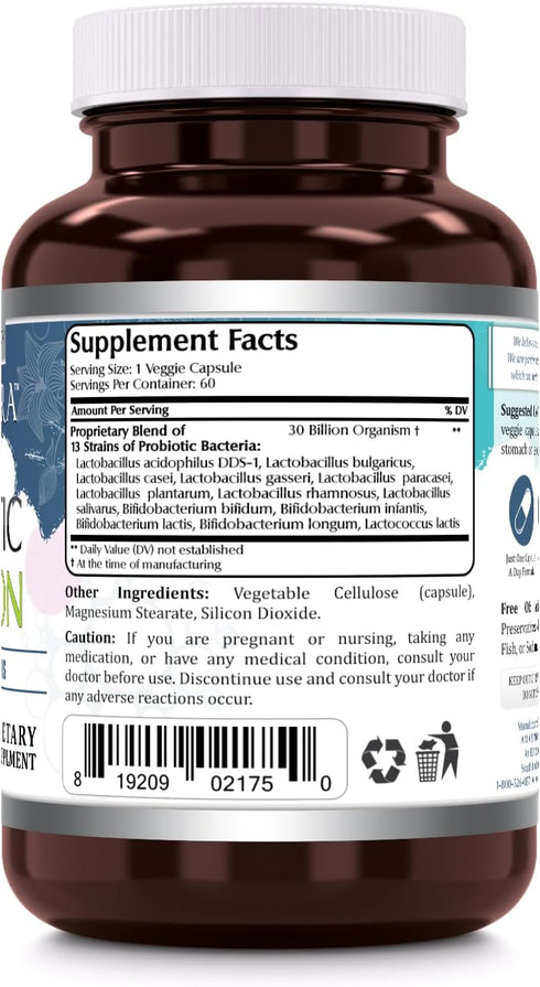 Probiotic 13 Strains, 60 Veggie Capsules *Promotes Digestive & Immune Health *Supports Intestinal Health *Restores Natural Balance of Good Bacteri...