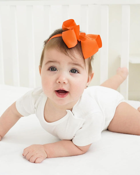 jollybows 40pcs Baby Girls Grosgrain Ribbon Hair Bows Headbands 4" Elastic Hair Band Hair Accessories for Infants Newborn- Natural Color Set...