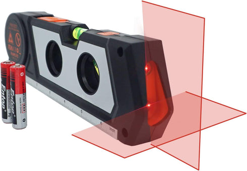Laser Level Line Tool, 4 in 1 Multipurpose Standard Cross Line Laser Level, 10ft/3M Measure Tape Ruler, 3 Mode Laser Line,3 leveling bubble and Ru...