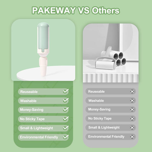 PAKEWAY 2 Pack Pet Hair Remover Roller,Reusable Dog & Cat Fur Remover with Comfy Non-Slip Handle, Portable Pet Hair Removal Tool with Self-Cleanin...