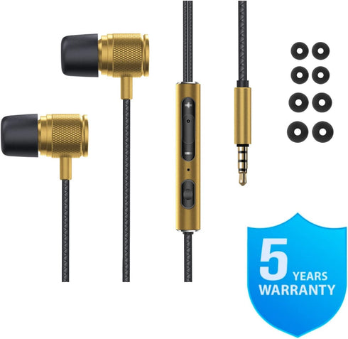 LUDOS Ultra Wired Earbuds in-Ear Headphones, 5 Years Warranty, Earphones with Microphone, Noise Isolating Ear Buds, Memory Foam for iPhone, Samsun...