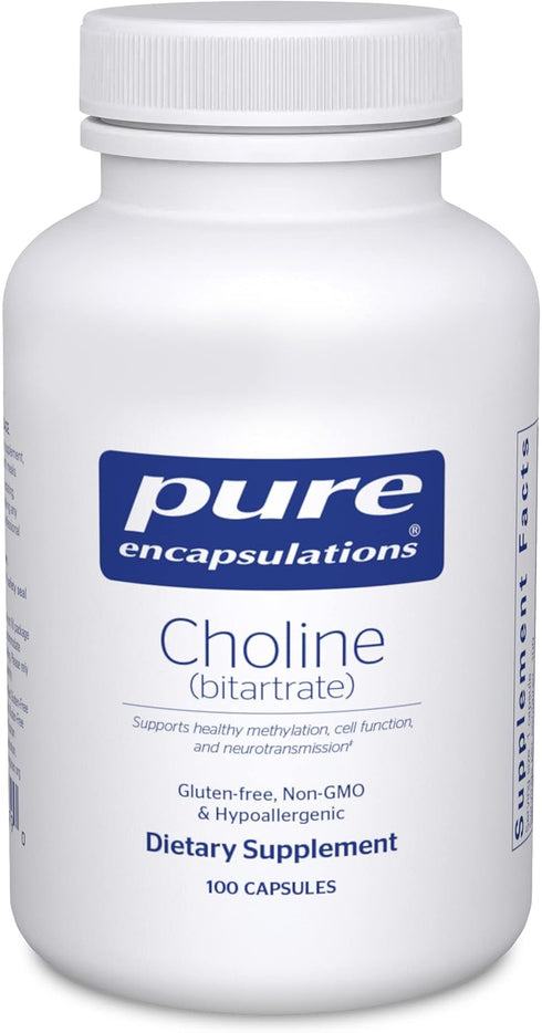 Pure Encapsulations Choline (Bitartrate) - 275 mg Choline (Bitartrate) - Supports Methylation, Brain Health & Cell Function* - Highly Bioavailable...