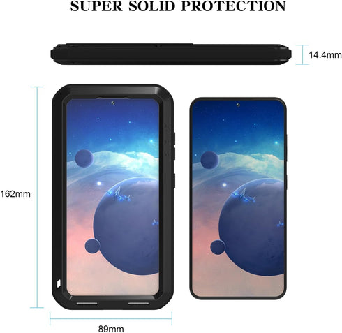 LOVE MEI Military Rugged Case For Samsung Galaxy S24 5G, with Tempered Glass Screen Protector, Shockproof Dustproof Scratch Proof Hybrid Metal and...