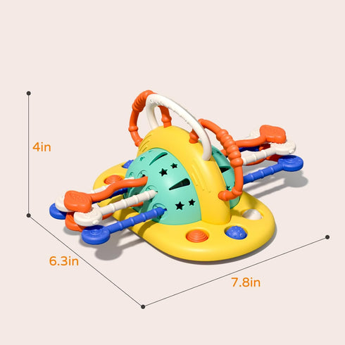 High Chair Toys with Suction Cup, Montessori Toys for 1 Year Old,Sensory Toys for Fine Motor Skills,Food Grade Silicone Pull String Activity Toy G...