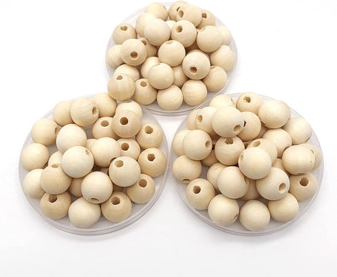 100pcs 14mm Natural Wood Beads DIY Unfinished Round Wooden Loose Beads Bulk Wood Spacer Beads for Craft Making...