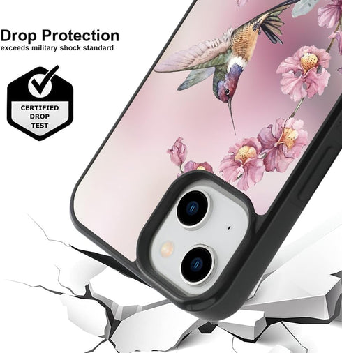 OOK Designed for iPhone 15 Case Built in Screen Protector Cute Blue Floral Flower Design for Women Girls Hard PC Back Anti Slip Shockproof Protect...