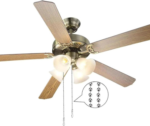 2pcs Silver Ceiling Fan Pull Chain Strong Bearing & Rustproof Beaded Extension Chains for Ceiling Fan Light Light Bulb Chain Extender Ceiling Fan ...