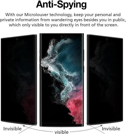 [2 Pack Privacy Screen Protector for Galaxy S22 Ultra, Full Glue Anti-Spy PET EPU Hybrid Screen Protector, Fingerprint Compatible, Self-Healing, E...